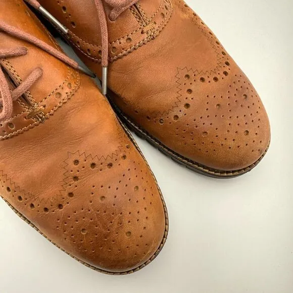 Cole‎ Haan Zerogrand Wingtip Oxford Shoes Men's Size 10.5 British Tan Brown