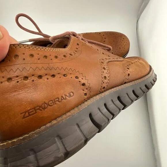 Cole‎ Haan Zerogrand Wingtip Oxford Shoes Men's Size 10.5 British Tan Brown