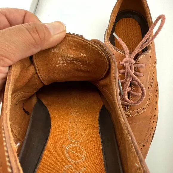 Cole‎ Haan Zerogrand Wingtip Oxford Shoes Men's Size 10.5 British Tan Brown