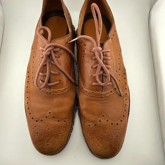 Cole‎ Haan Zerogrand Wingtip Oxford Shoes Men's Size 10.5 British Tan Brown