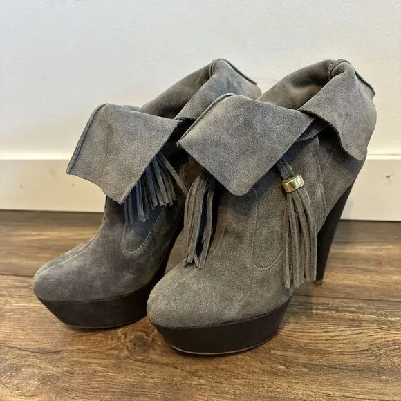 Colin Stuart Gray Suede Booties Ankle Boots Size 9