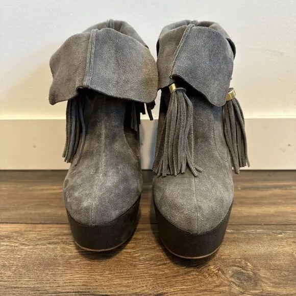 Colin Stuart Gray Suede Booties Ankle Boots Size 9