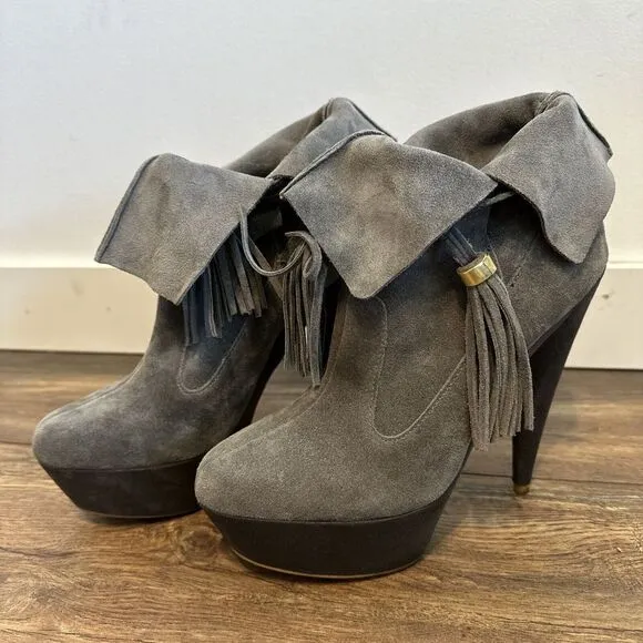 Colin Stuart Gray Suede Booties Ankle Boots Size 9