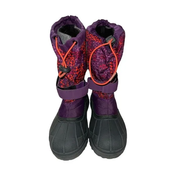 Columbia Purple Abstract Insulated Snow Ski Winter Boots Girl's 6 Barely Worn