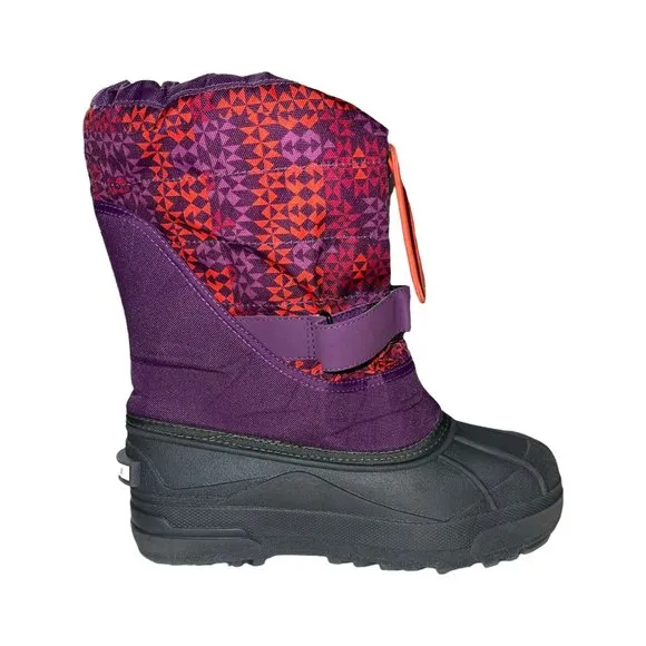 Columbia Purple Abstract Insulated Snow Ski Winter Boots Girl's 6 Barely Worn