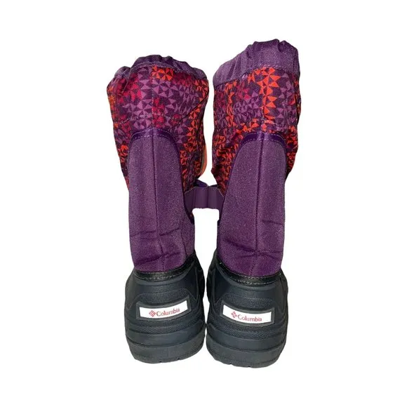 Columbia Purple Abstract Insulated Snow Ski Winter Boots Girl's 6 Barely Worn