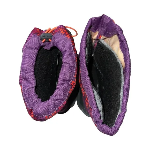 Columbia Purple Abstract Insulated Snow Ski Winter Boots Girl's 6 Barely Worn