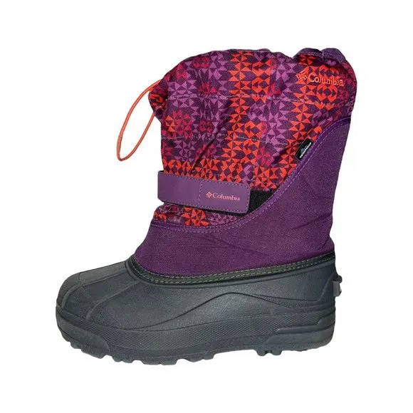 Columbia Purple Abstract Insulated Snow Ski Winter Boots Girl's 6 Barely Worn