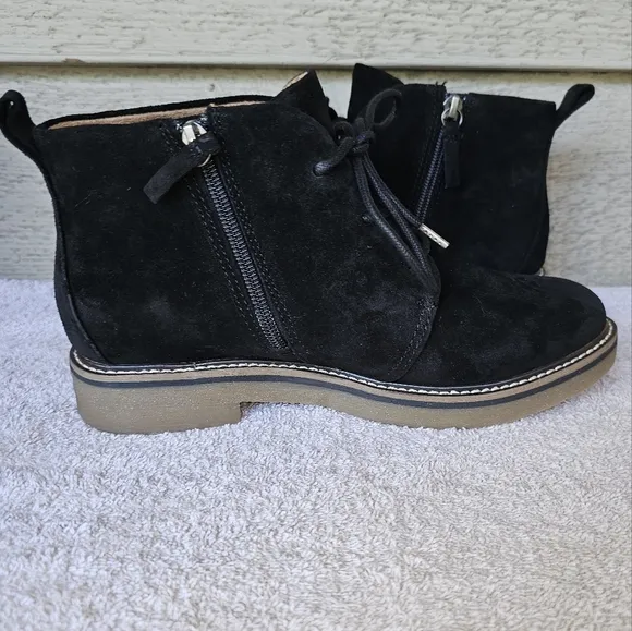Comfortiva Align Rebeca Women's Black Leather Zip/Lace Chukka Boots Size 8W