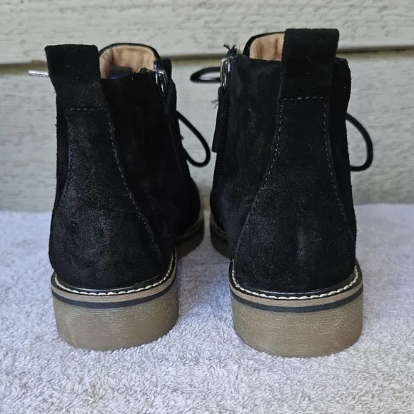 Comfortiva Align Rebeca Women's Black Leather Zip/Lace Chukka Boots Size 8W