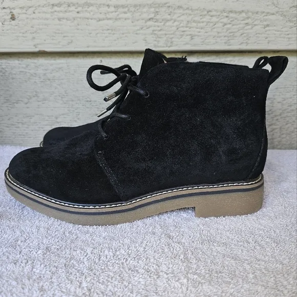 Comfortiva Align Rebeca Women's Black Leather Zip/Lace Chukka Boots Size 8W