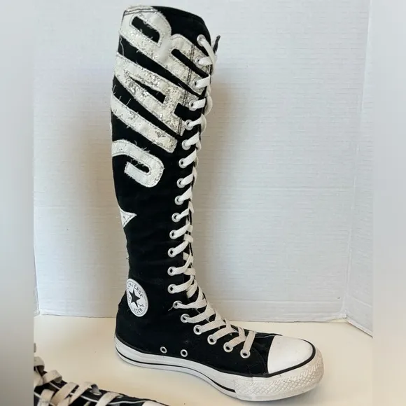 Converse All Star Chuck Taylor XX Tall High Glitter Logo Sneakers Women's Size 8