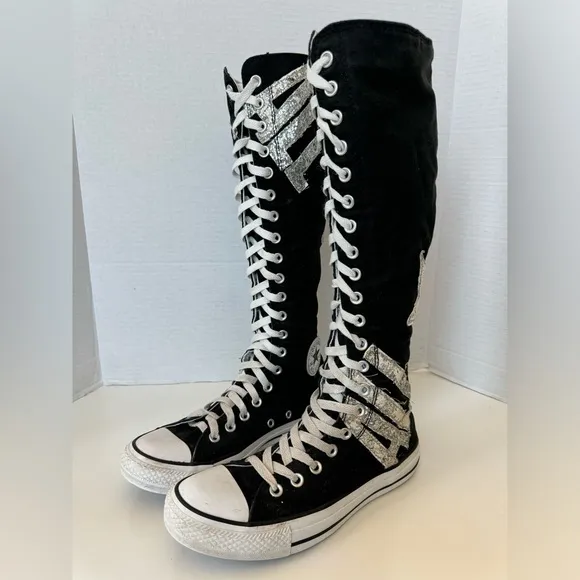 Converse All Star Chuck Taylor XX Tall High Glitter Logo Sneakers Women's Size 8