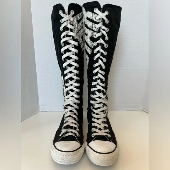 Converse All Star Chuck Taylor XX Tall High Glitter Logo Sneakers Women's Size 8