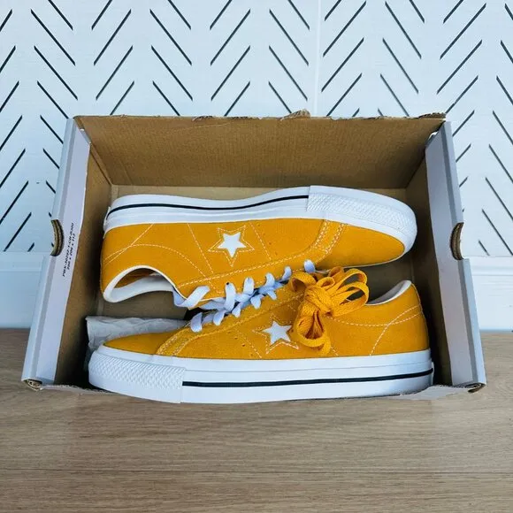 ⭐Converse One Star Pro OX Low Men Shoes Sz 6.5 Mustard Yellow Suede A09231C New⭐