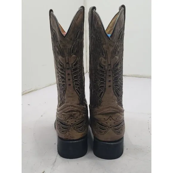 Corral Women’s Sequin Crystal Butterfly Bronze Black Leather Cowgirl Boots Sz 5