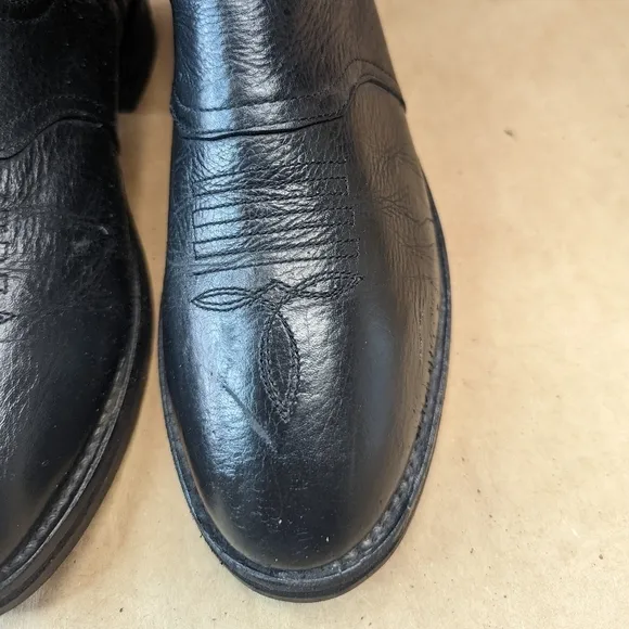 Cowtown Boots men's size 9.5D black Shrunken Bull Shoulder leather classic Weste