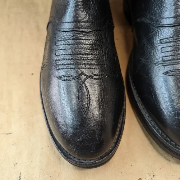 Cowtown Boots men's size 9.5D black Shrunken Bull Shoulder leather classic Weste