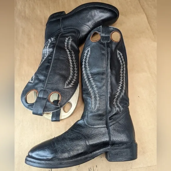 Cowtown Boots men's size 9.5D black Shrunken Bull Shoulder leather classic Weste