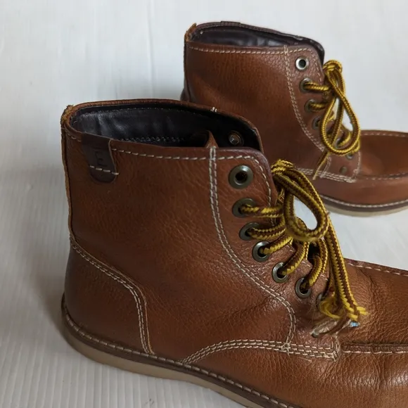 CREVO Buck 226 men's lace-up brown leather high top boots