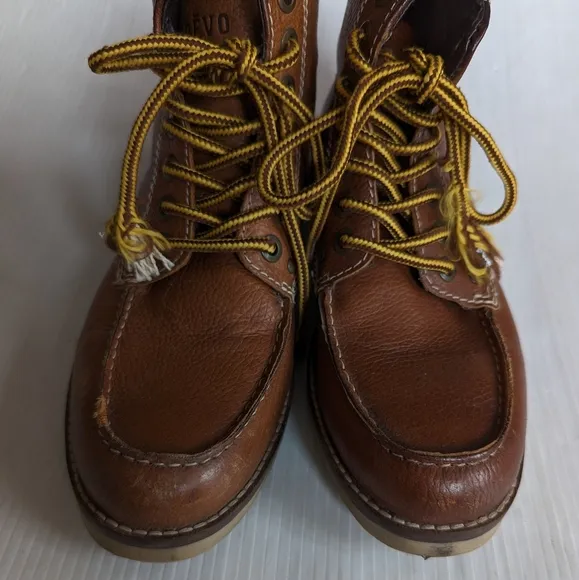CREVO Buck 226 men's lace-up brown leather high top boots