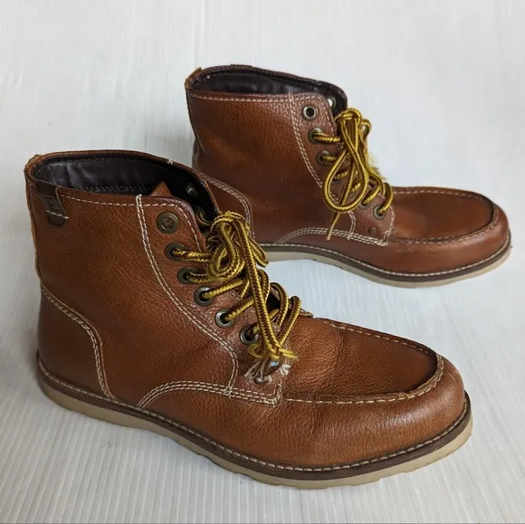 CREVO Buck 226 men's lace-up brown leather high top boots