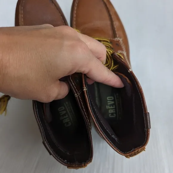 CREVO Buck 226 men's lace-up brown leather high top boots