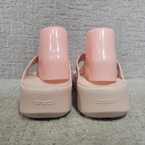 Crocs Getaway Platform Women's Size US 11 Peach Pink Rubber Flip Flops Sandals