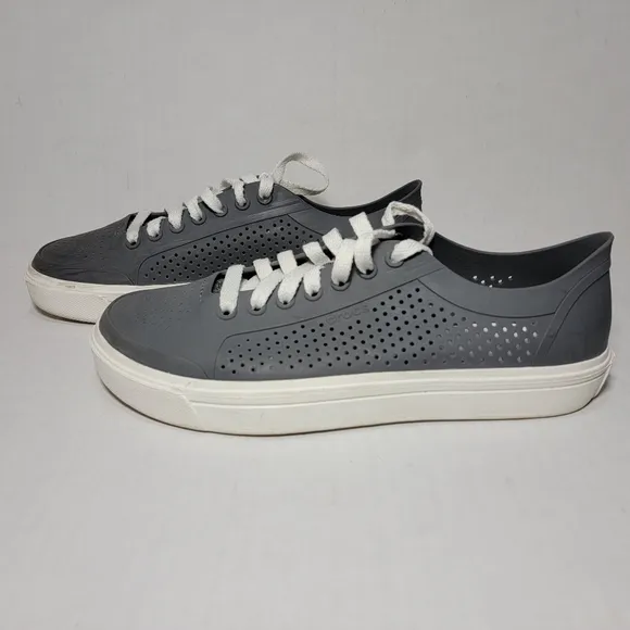 Crocs Shoes Mens 7 Citilane Roka Gray Rubber Court Sneaker Lace Up Casual 204872