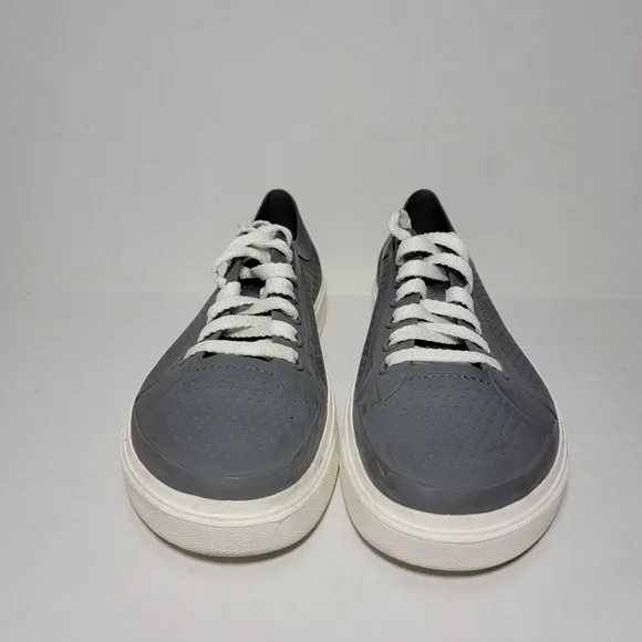 Crocs Shoes Mens 7 Citilane Roka Gray Rubber Court Sneaker Lace Up Casual 204872