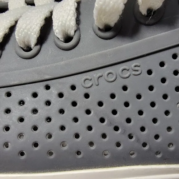 Crocs Shoes Mens 7 Citilane Roka Gray Rubber Court Sneaker Lace Up Casual 204872