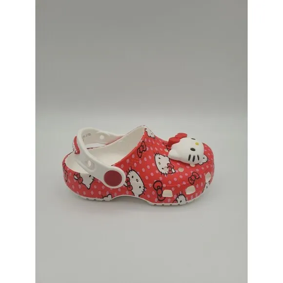 Crocs X Sanrio Hello Kitty Red Kid's Size C6 Classic Clog Slip On 210577-90H New
