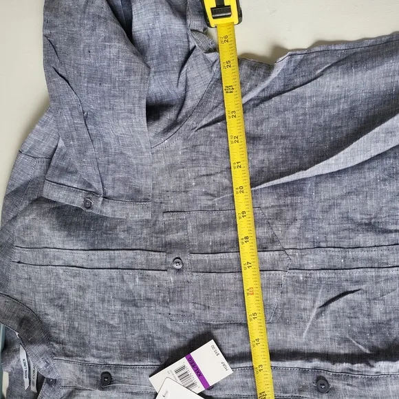 Cubavera TWO-POCKET PINTUCK Pullover Mandarin collar Linen SHIRT sz-XXL nwt