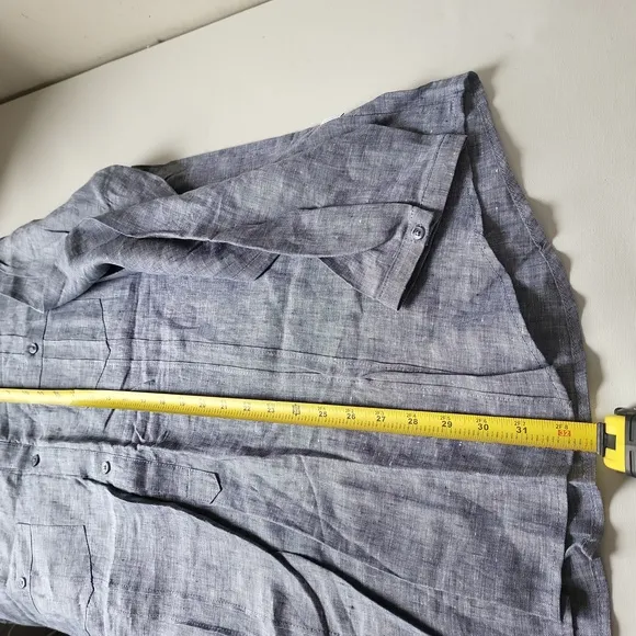 Cubavera TWO-POCKET PINTUCK Pullover Mandarin collar Linen SHIRT sz-XXL nwt