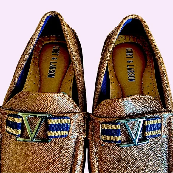 Curt &amp; Larson Victory-Y Slip On Loafer Boys 4M Preppy Cognac Nautical NWOT