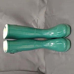 DAILY Shoes All Rubber Tall Shaft Rain Boots, Green, Size 5