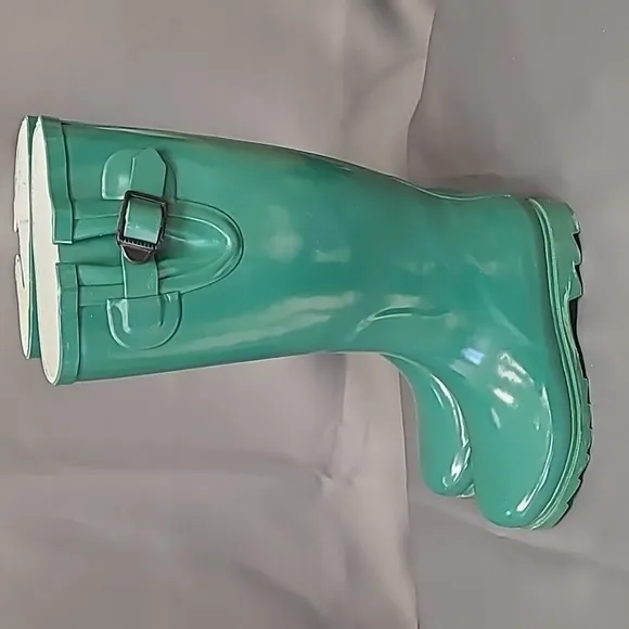 DAILY Shoes All Rubber Tall Shaft Rain Boots, Green, Size 5