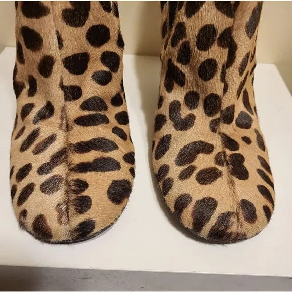 D&amp;G Leopard Print Calfshair Ankle Boots Leather Lined Sz.7/37 MSRP $795