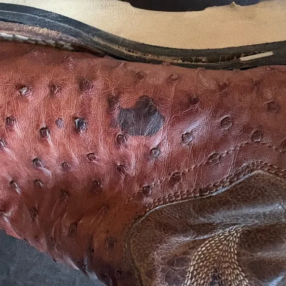 Dan Post 12D-Ostrich (Full Quill)-Brown-Double Stitch/Square toe-New Vibram Sole