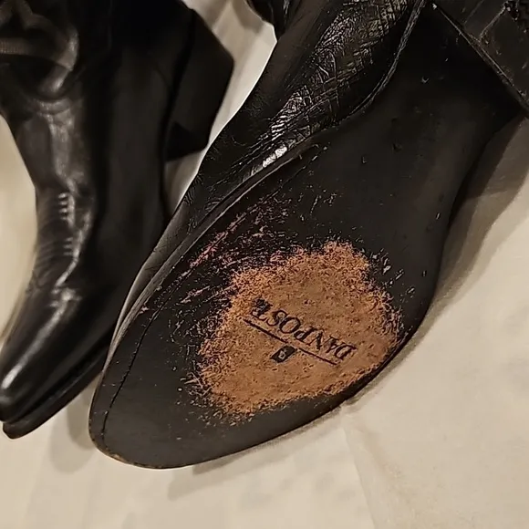Dan Post black leather cowboy boots 10.5 EW very good condition