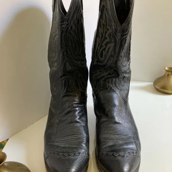 Dan Post Black Leather Cowboy Boots Men’s Size 11
