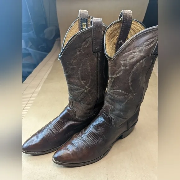 Dan Post boots men's size 9.5D brown distressed leather Western cowboy boots. Pu