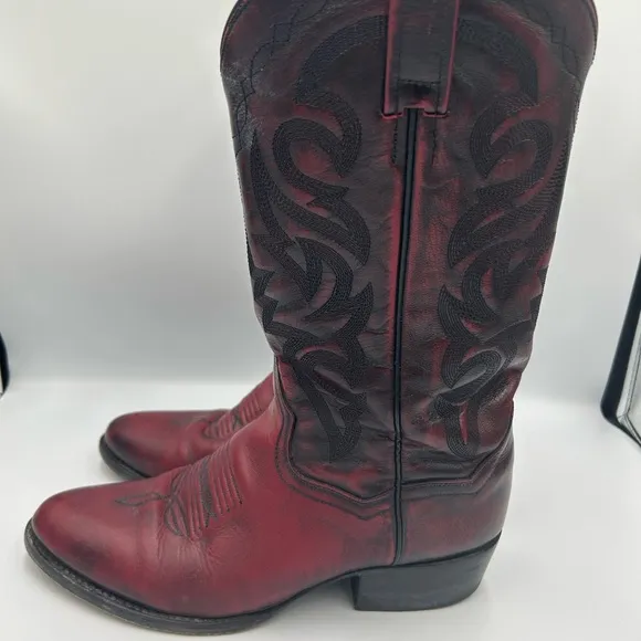 Dan Post Leather Dark Cherry Cowboy Boots 2112 R Size 9.5 D Mens
