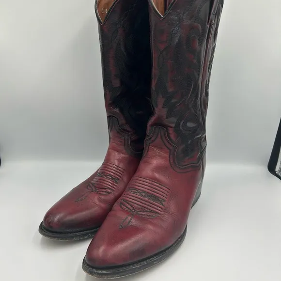 Dan Post Leather Dark Cherry Cowboy Boots 2112 R Size 9.5 D Mens