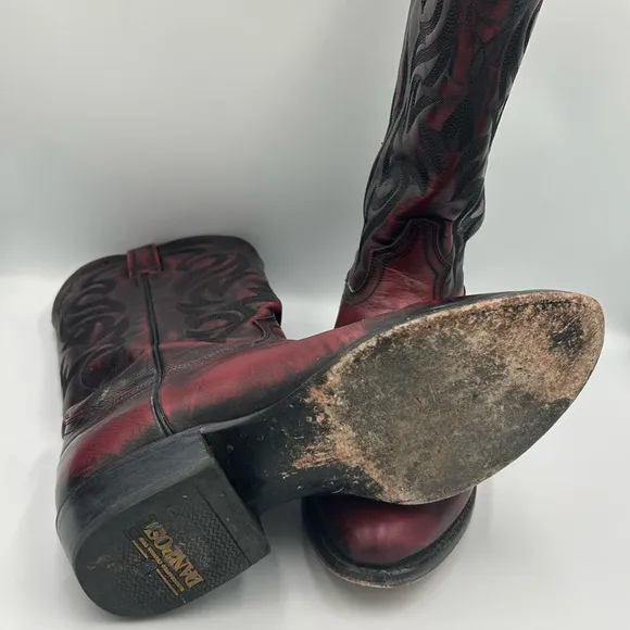 Dan Post Leather Dark Cherry Cowboy Boots 2112 R Size 9.5 D Mens