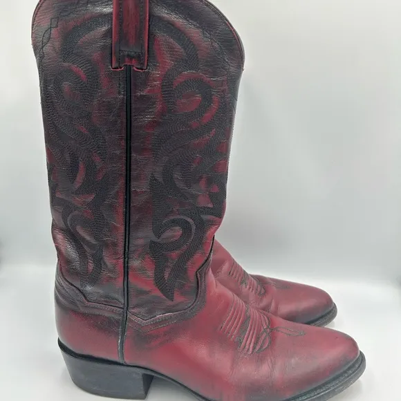 Dan Post Leather Dark Cherry Cowboy Boots 2112 R Size 9.5 D Mens