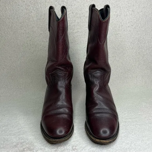 Dan Post Leather Western Roper Boots-Oxblood Burgundy-Women’s 6-Boho-Festival