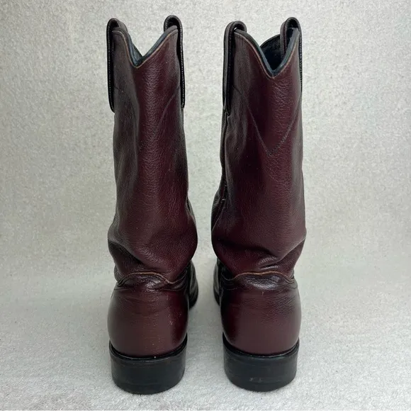 Dan Post Leather Western Roper Boots-Oxblood Burgundy-Women’s 6-Boho-Festival