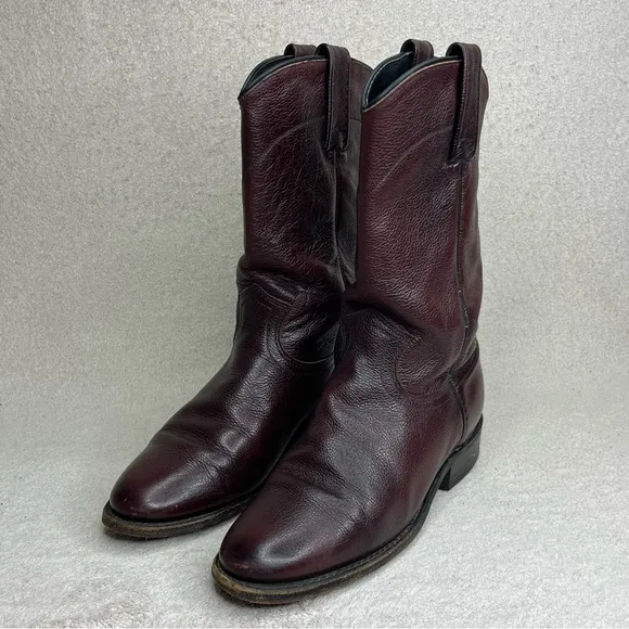 Dan Post Leather Western Roper Boots-Oxblood Burgundy-Women’s 6-Boho-Festival