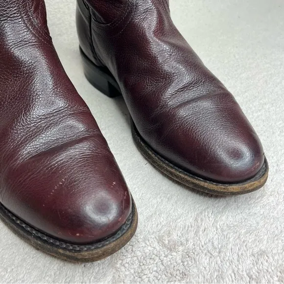 Dan Post Leather Western Roper Boots-Oxblood Burgundy-Women’s 6-Boho-Festival